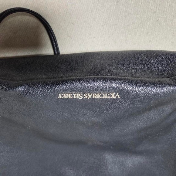 Victoria Secret Black Fringe Drawstring Bucket Faux Leather Backpack‎ Bag - Picture 2 of 3